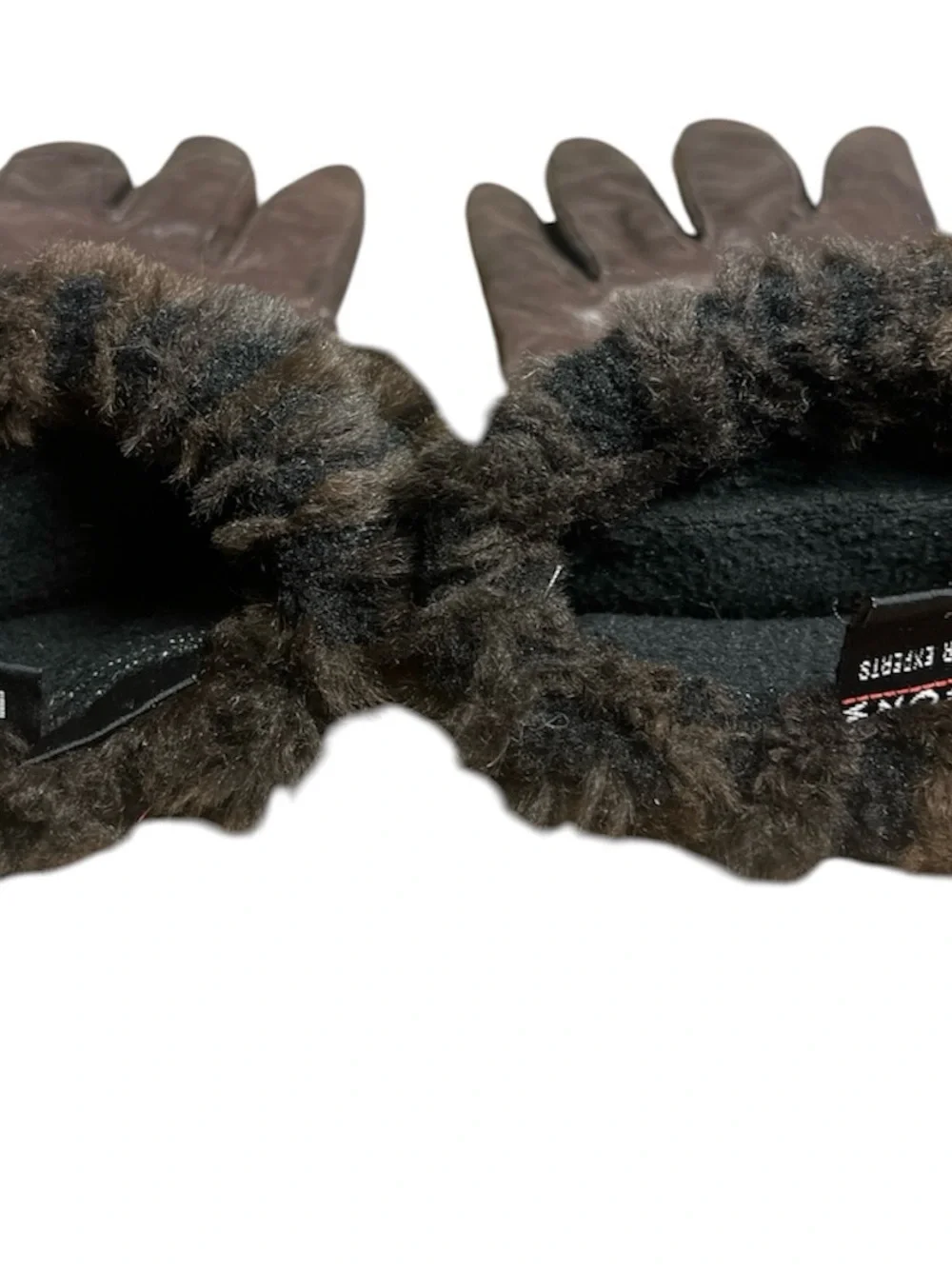 Women’s Brown Leather Gloves with Fur Cuff